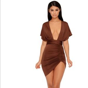 Plunge thigh split mini dress